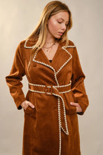Load image into Gallery viewer, Blue B - Faux Suede Edge Embroidery Trench Coat
