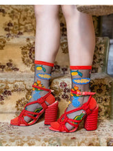 Load image into Gallery viewer, Sock Candy - La Dolce Vita Black Sheer Crew Sock
