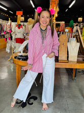 Load image into Gallery viewer, I Love Linen - USA Flag Applique Button Down - Red Stripe
