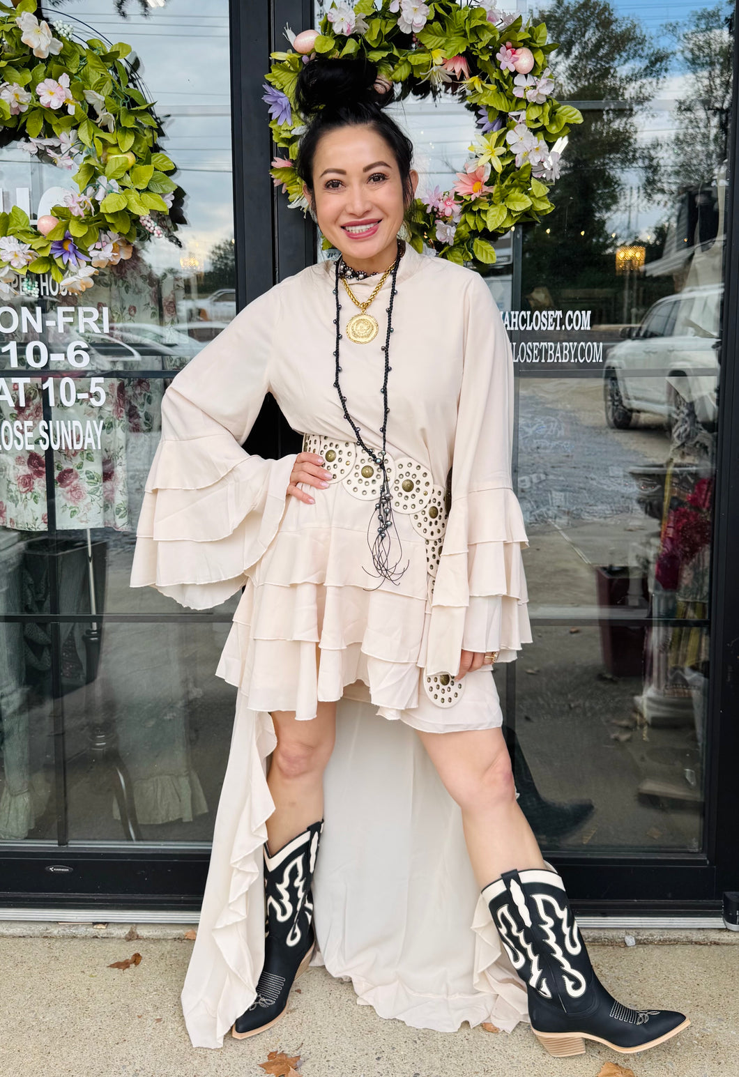 HC - Ruffle Hi-Low Dress With Western Belt