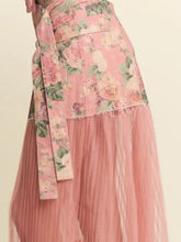 Load image into Gallery viewer, J.NNA - Floral Print Denim Mesh Mixed Fabric Skirt
