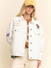 Load image into Gallery viewer, Davi &amp; Dani - It Ain’t My First Rodeo Denim Trucker Jacket
