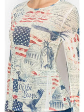 Load image into Gallery viewer, Origami - Sparkly Mesh Top with Red White and Blue - Grey Freedom
