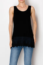 Load image into Gallery viewer, Origami - TANK TOP WITH LACE LAYER BLACK

