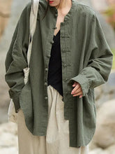 Load image into Gallery viewer, HCB - Batwing Sleeves Loose Buttons Pleated Collar Blouses

