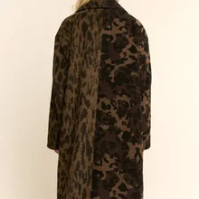 Load image into Gallery viewer, DAVI &amp; DANI - Animal Blocked Half AND Half Mixed Midi Jacket Coat TAN BROWN
