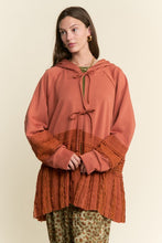 Load image into Gallery viewer, Mixed Fabric Lace Trim Hooded Jacket
