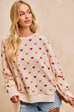 Load image into Gallery viewer, BiBi - Valentine&#39;s Heart Waffle Thermal Sweatshirt Top
