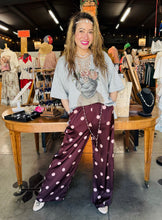 Load image into Gallery viewer, Davi &amp; Dani - Wide-Leg Satin Pant - Burgandy Pink Dot
