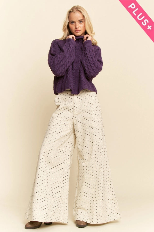 Davi & Dani - White Dot Washed Bottom Pants