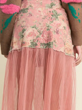 Load image into Gallery viewer, J.NNA - Floral Print Denim Mesh Mixed Fabric Skirt
