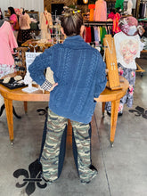 Load image into Gallery viewer, Denim Corded Concho Button Cardigan
