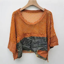 Load image into Gallery viewer, HCB - Mesh &amp; Denim Patchwork Tee – Summer Street Style
