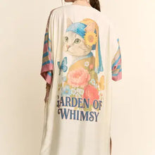 Load image into Gallery viewer, Davi &amp; Dani - Garden of Whimsy Cat Printed Back Kimono Duster
