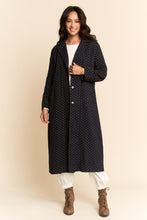 Load image into Gallery viewer, Davi &amp; Dani- Garment Washed Lapel Color Duster Jacket Navy Dot
