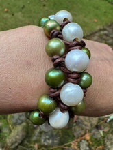 Load image into Gallery viewer, HC - Triple Trouble Green / White Pearl Bracelet
