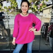 HC - Roxy Satin Shirt - Hot Pink