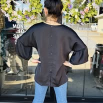 Load image into Gallery viewer, HC -  Ruffle Sleeve Back At You Top - Black
