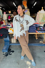 Load image into Gallery viewer, Blue B - Tiger Sequin Raw Hem Dropped Shoulder Sweater
