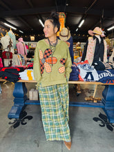Load image into Gallery viewer, OLI &amp; HALI - WASHED PLAID WIDE LONG PANTS - GREEN COMBO
