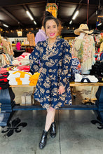 Load image into Gallery viewer, Pixi + Ivy - Shelly Tiered Ruffle Neck Long Sleeve Dress - Blue Paisley
