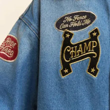 Load image into Gallery viewer, Davi &amp; Dani -  Varsity Patch Short Sleeve Denim Jacket
