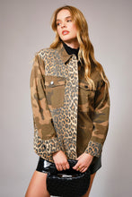 Load image into Gallery viewer, Blue B - Mix Media Camo Leopard Snap Jacket
