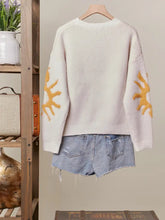 Load image into Gallery viewer, HCB - Cozy Knit Sweater with Bold Yellow Sun Patch
