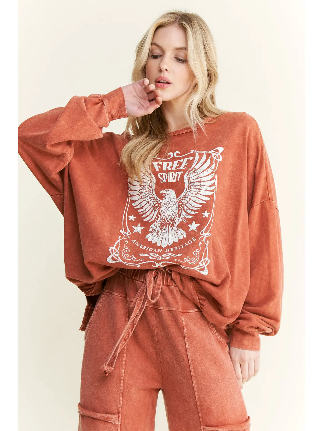 J. Her - Mineral Washed Free Spirit Graphic sweatshirt