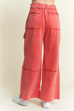 Load image into Gallery viewer, J. Her - Mineralwash Multi Pockets Wide Leg Terry Pants
