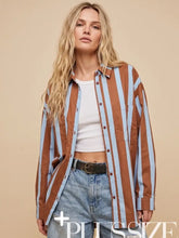 Load image into Gallery viewer, J.nna - Oversized Striped Button-Down

