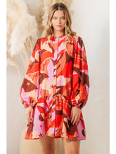 Load image into Gallery viewer, Conversational Printed Mini Shirt Dress
