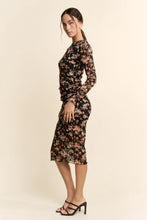 Load image into Gallery viewer, Davi &amp; Dani - Printed Lace Mesh Dress Black
