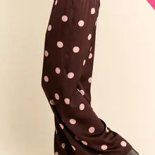 Load image into Gallery viewer, Davi &amp; Dani - Wide-Leg Satin Pant - Burgandy Pink Dot
