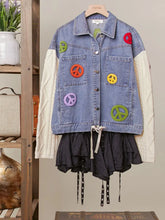 Load image into Gallery viewer, Cable Knit Sleeve Denim Jacket with Patchwork
