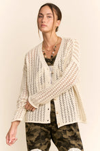 Load image into Gallery viewer, Davi &amp; Dani - Open Knit Crochet Button Front V-Neck Sweater
