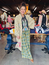 Load image into Gallery viewer, OLI &amp; HALI - WASHED PLAID WIDE LONG PANTS - GREEN COMBO
