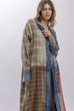 Load image into Gallery viewer, MIXED PLAID BLOCK LONG SLEEVE KIMONO
