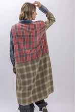 Load image into Gallery viewer, MIXED PLAID BLOCK LONG SLEEVE KIMONO

