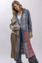 Load image into Gallery viewer, MIXED PLAID BLOCK LONG SLEEVE KIMONO
