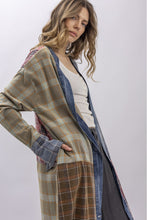 Load image into Gallery viewer, MIXED PLAID BLOCK LONG SLEEVE KIMONO
