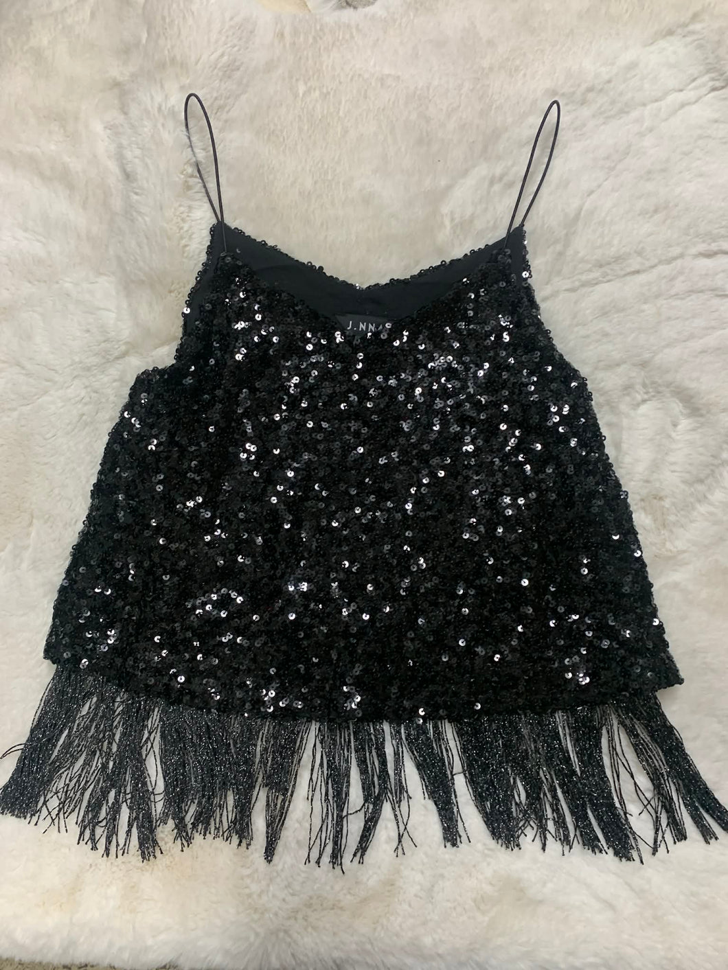 J.NNA - Black Sequin Cami With Tassels