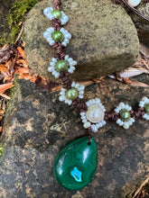 Load image into Gallery viewer, HC - 9 Sunflower With Big Jade Peandent Necklace OOAK
