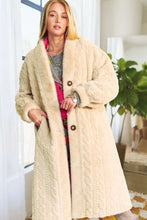Load image into Gallery viewer, Single Breasted Fuzzy Fur Rib Pattern Long Coat
