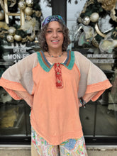 Load image into Gallery viewer, Oli &amp; Hali - Washed Crochet Collared Top - Salmon
