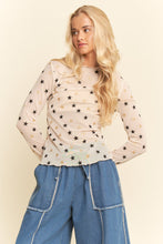Load image into Gallery viewer, Davi &amp; Dani - Star Print Sheer Mesh Long Sleeve Top

