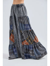 Load image into Gallery viewer, J. Her - Mineral Washed Tiered Plaid Wide Flare Pants
