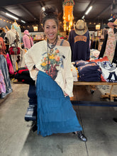 Load image into Gallery viewer, Karamel Collection - Petroleum Blue Silk Ruffle Skirt Fall Colors Skirt
