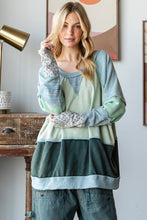 Load image into Gallery viewer, Oli &amp; Hali - Washed Colorblock Detail Mix Media Pullover Top
