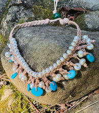 Load image into Gallery viewer, HC - Handmade White Pearl With Turquoise Choker

